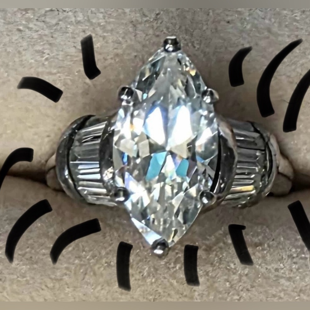 Dazzling Silver Marquise Ring size 7